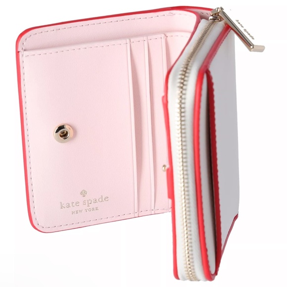 Kate Spade 3D Strawberry Dreams Small Zip Around Bifold Wallet Cream Multi - Picture 5 of 7